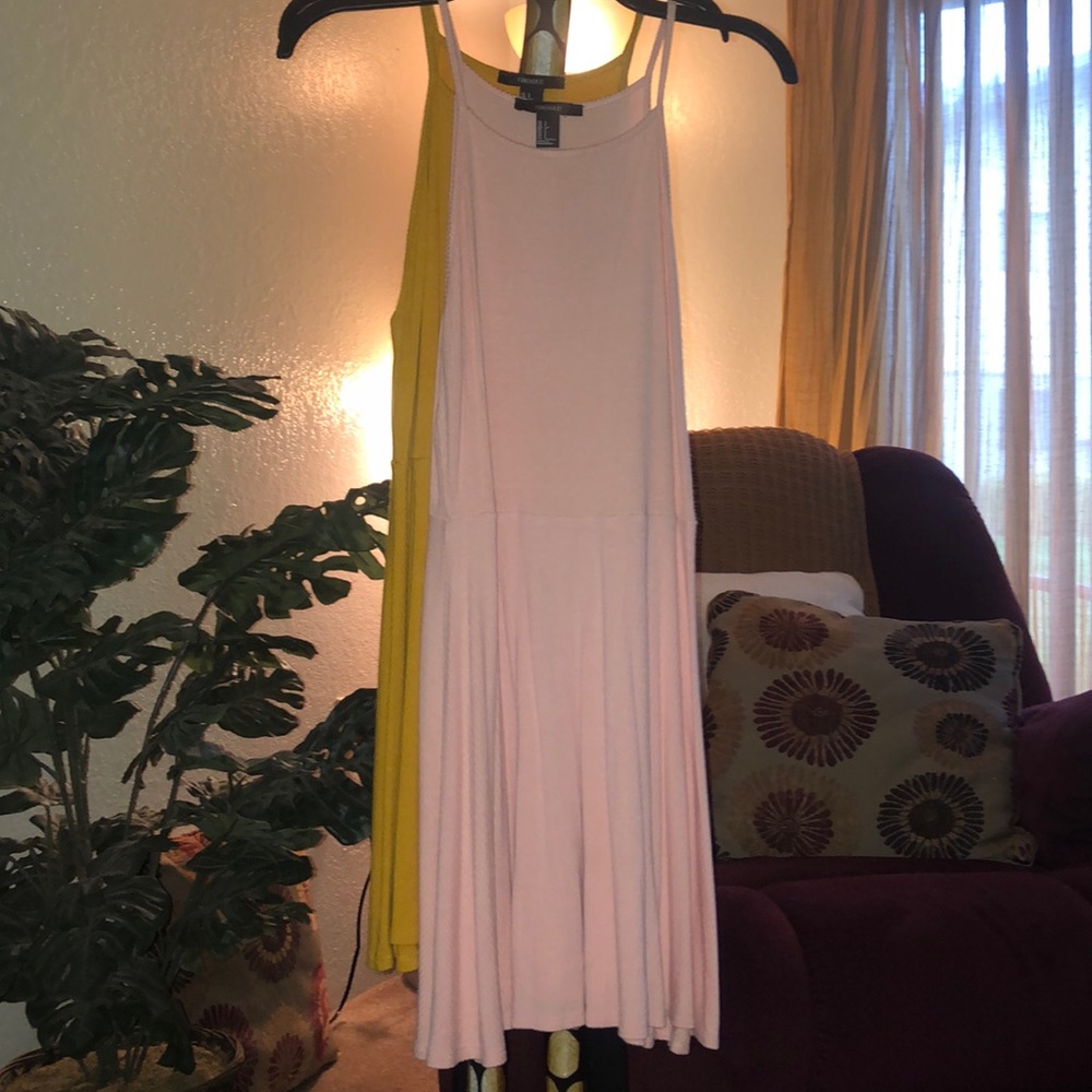 blush pink and mustard yellow dresses